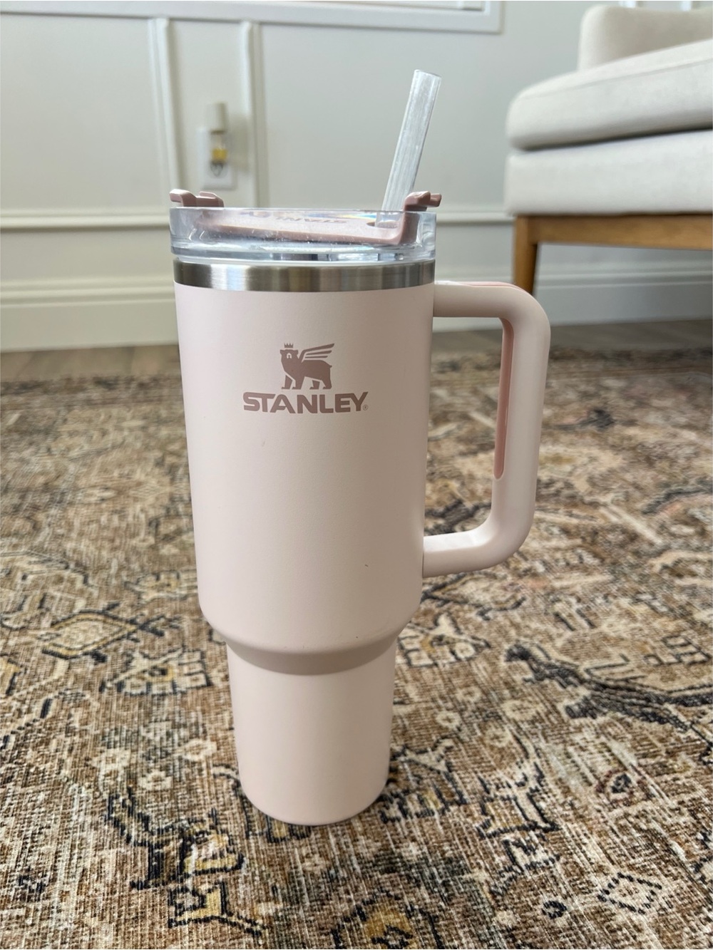 Stanley Blush Pink Insulated Travel Mug with Handle